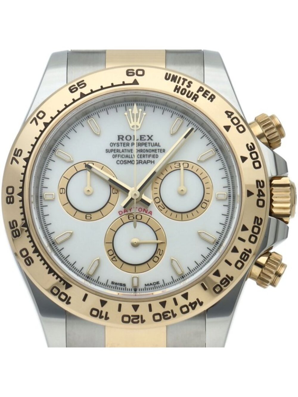 Rolex Cosmograph Daytona Watch 18k Yellow Gold SS White